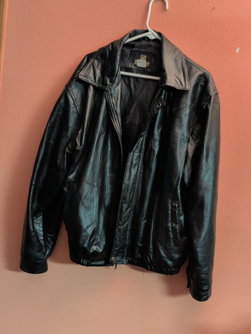 Haband Black Leather Bomber-Style Jacket